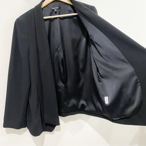 EILEEN FISHER Tropical Suiting Eco Poly Black Shaped Jacket Blazer Size Large - Picture 6 of 12